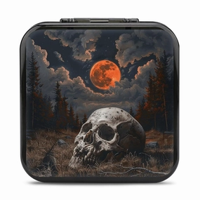 QMNBTES Night And Skull Switch Game Case Switch Game Holder Cartridge Case Storage 24 Games & 2 Micro Sd Card Slots, Travel Carry Cases, Portable Games Card Storage, Hard Shell, Buckle Closure