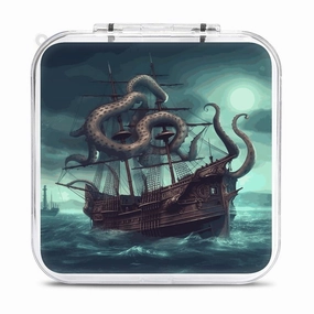 QMNBTES Octopus Ship Switch Game Case Switch Game Holder Cartridge Case Storage 12 Games & 2 Micro Sd Card Slots, Travel Carry Cases, Portable Games Card Storage, Hard Shell, Buckle Closure
