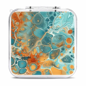 QMNBTES Orange And Turquoise Switch Game Case Switch Game Holder Cartridge Case Storage 12 Games & 2 Micro Sd Card Slots, Travel Carry Cases, Portable Games Card Storage, Hard Shell, Buckle Closure