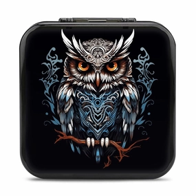 QMNBTES Owl Switch Game Case Switch Game Holder Cartridge Case Storage 24 Games & 2 Micro Sd Card Slots, Travel Carry Cases, Portable Games Card Storage, Hard Shell, Buckle Closure