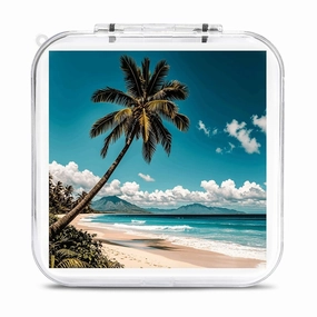 QMNBTES Palm Tree Hawaii Beach Switch Game Case Switch Game Holder Cartridge Case Storage 12 Games & 2 Micro Sd Card Slots, Travel Carry Cases, Portable Games Card Storage, Hard Shell, Buckle Closure