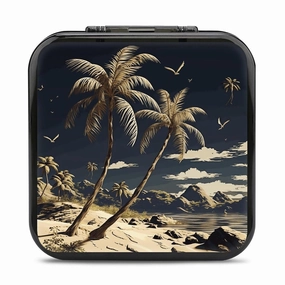 QMNBTES Palm Tree Switch Game Case Switch Game Holder Cartridge Case Storage 24 Games & 2 Micro Sd Card Slots, Travel Carry Cases, Portable Games Card Storage, Hard Shell, Buckle Closure