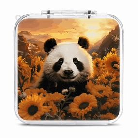QMNBTES Panda And Sunflower Switch Game Case Switch Game Holder Cartridge Case Storage 12 Games & 2 Micro Sd Card Slots, Travel Carry Cases, Portable Games Card Storage, Hard Shell, Buckle Closure