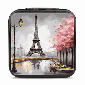 QMNBTES Paris Eiffel Tower Switch Game Case Switch Game Holder Cartridge Case Storage 24 Games & 2 Micro Sd Card Slots, Travel Carry Cases, Portable Games Card Storage, Hard Shell, Buckle Closure