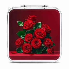 QMNBTES Red And Roses Switch Game Case Switch Game Holder Cartridge Case Storage 12 Games & 2 Micro Sd Card Slots, Travel Carry Cases, Portable Games Card Storage, Hard Shell, Buckle Closure