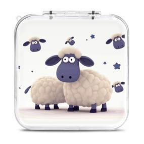 QMNBTES Sheep Switch Game Case Switch Game Holder Cartridge Case Storage 12 Games & 2 Micro Sd Card Slots, Travel Carry Cases, Portable Games Card Storage, Hard Shell, Buckle Closure