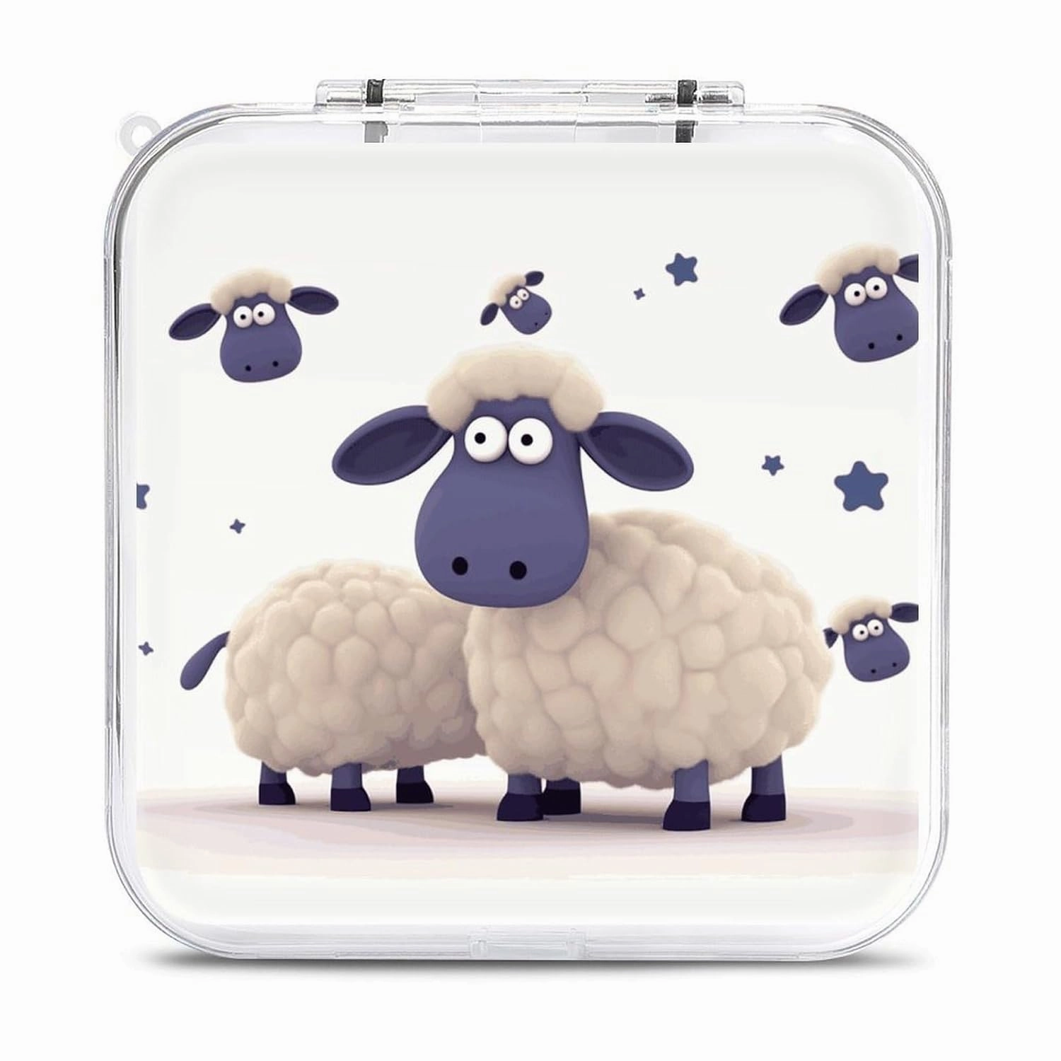 QMNBTES Sheep Switch Game Case Switch Game Holder Cartridge Case Storage 12 Games & 2 Micro Sd Card Slots, Travel Carry Cases, Portable Games Card Storage, Hard Shell, Buckle Closure