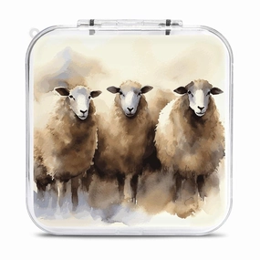 QMNBTES Sheeps Watercolor Switch Game Case Switch Game Holder Cartridge Case Storage 12 Games & 2 Micro Sd Card Slots, Travel Carry Cases, Portable Games Card Storage, Hard Shell, Buckle Closure