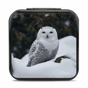 QMNBTES Snow Owl Switch Game Case Switch Game Holder Cartridge Case Storage 24 Games & 2 Micro Sd Card Slots, Travel Carry Cases, Portable Games Card Storage, Hard Shell, Buckle Closure