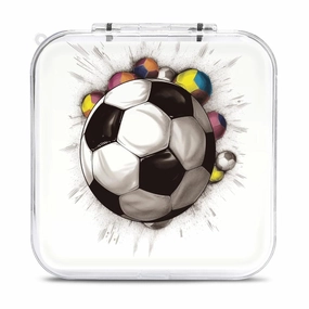QMNBTES Soccer Drawing Switch Game Case Switch Game Holder Cartridge Case Storage 12 Games & 2 Micro Sd Card Slots, Travel Carry Cases, Portable Games Card Storage, Hard Shell, Buckle Closure