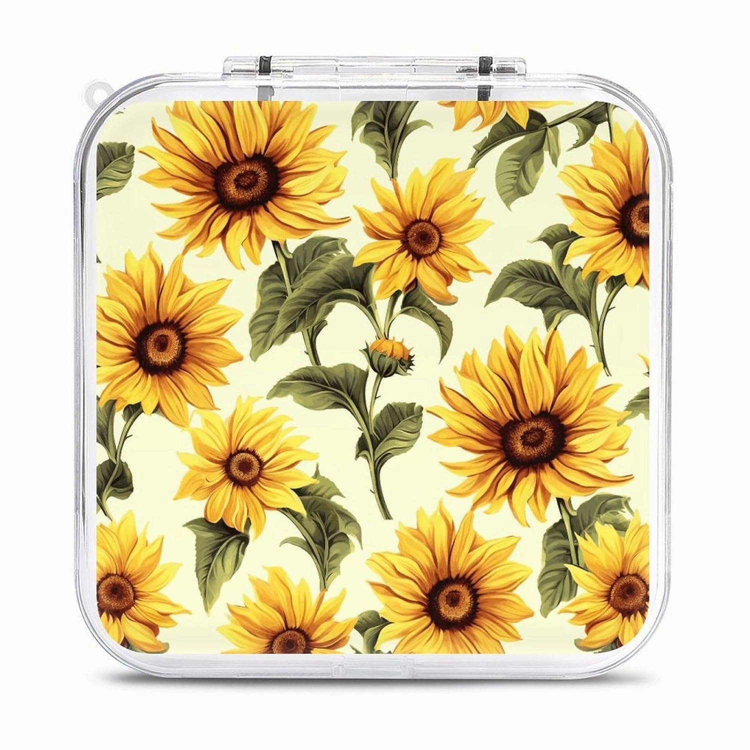 QMNBTES Summer Sunflower Switch Game Case Switch Game Holder Cartridge Case Storage 12 Games & 2 Micro Sd Card Slots, Travel Carry Cases, Portable Games Card Storage, Hard Shell, Buckle Closure