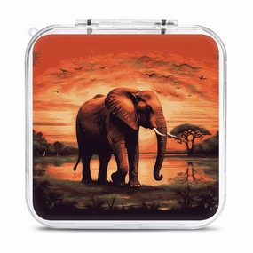 QMNBTES Sunset Elephant Switch Game Case Switch Game Holder Cartridge Case Storage 12 Games & 2 Micro Sd Card Slots, Travel Carry Cases, Portable Games Card Storage, Hard Shell, Buckle Closure
