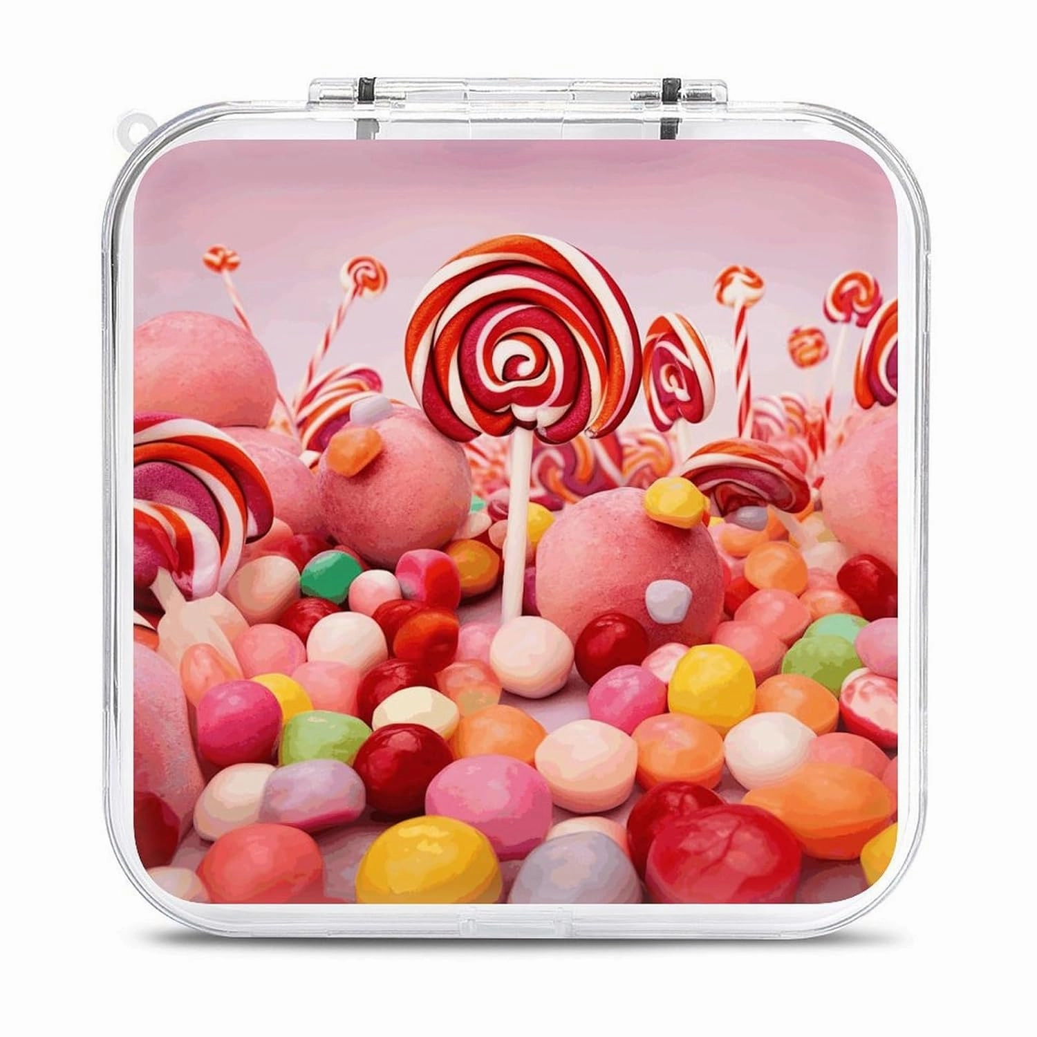 QMNBTES Sweet Candy Switch Game Case Switch Game Holder Cartridge Case Storage 12 Games & 2 Micro Sd Card Slots, Travel Carry Cases, Portable Games Card Storage, Hard Shell, Buckle Closure