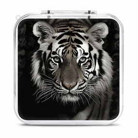 QMNBTES Tiger Switch Game Case Switch Game Holder Cartridge Case Storage 12 Games & 2 Micro Sd Card Slots, Travel Carry Cases, Portable Games Card Storage, Hard Shell, Buckle Closure