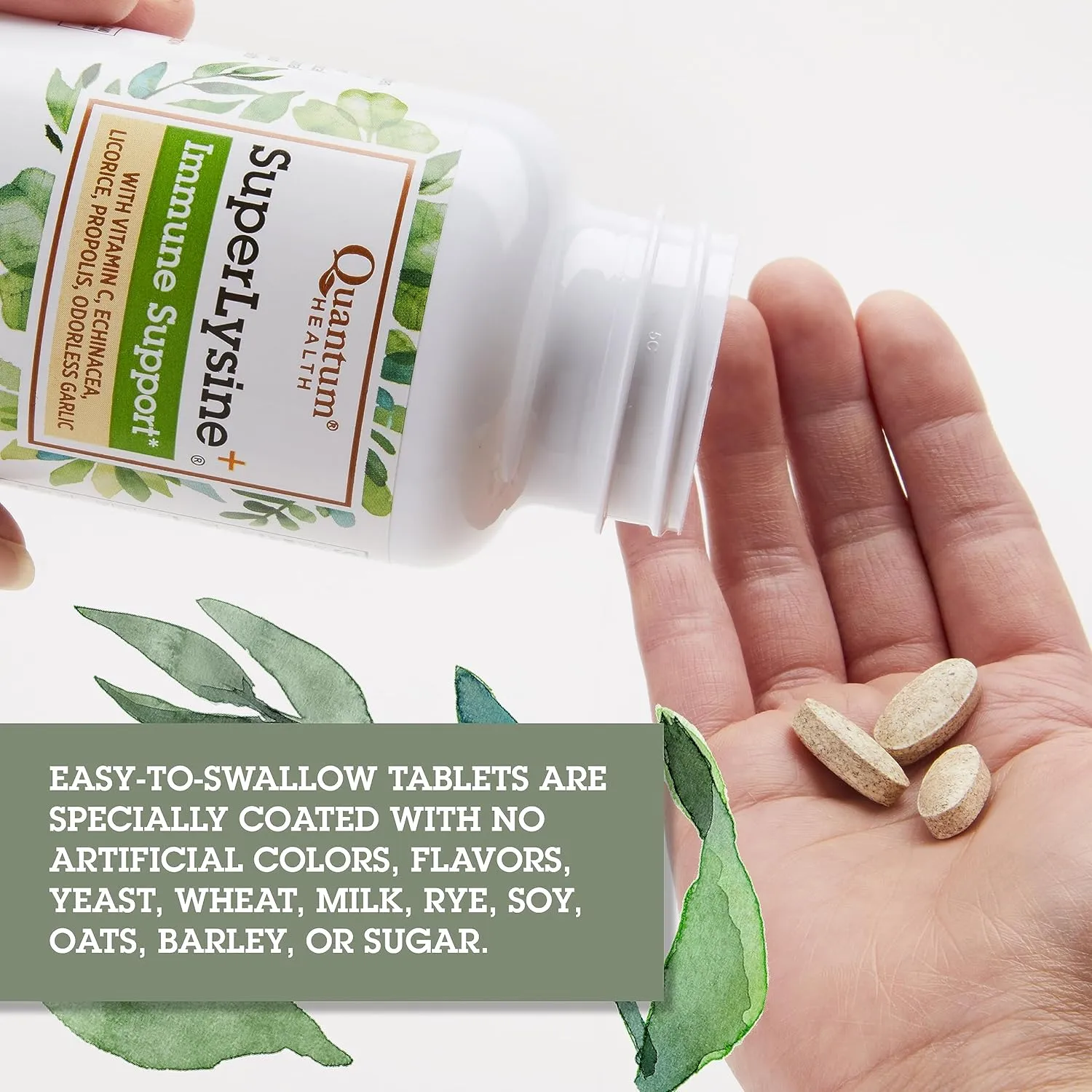 Quantum Health Super Lysine  / Advanced Formula Lysine  Immune Support with Vitamin C, Echinacea, Licorice, Propolis, Odorless Garlic (180 Tablets), Packaging may vary