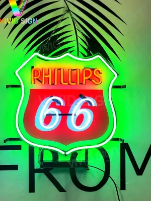 Queen Sense 16"x16" Phillips 66 Gasoline Neon Sign Light Lamp with HD Vivid Printing Tech Artwork A120P66GV2VVD