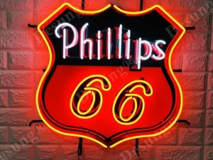 Queen Sense 24"x20" Phillips 66 Gasoline Neon Sign Light Lamp with HD Vivid Printing Tech Artwork A124P66GVVD