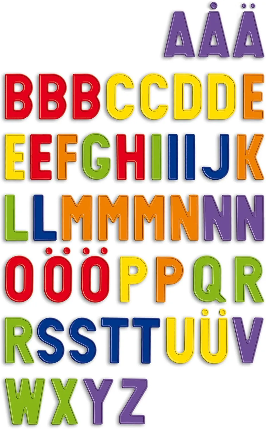 Quercetti Magnetic Uppercase Letters - 48 Piece Alphabet Magnet Set in Assorted Colors (Made in Italy)