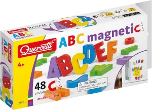 Quercetti Magnetic Uppercase Letters - 48 Piece Alphabet Magnet Set in Assorted Colors (Made in Italy)