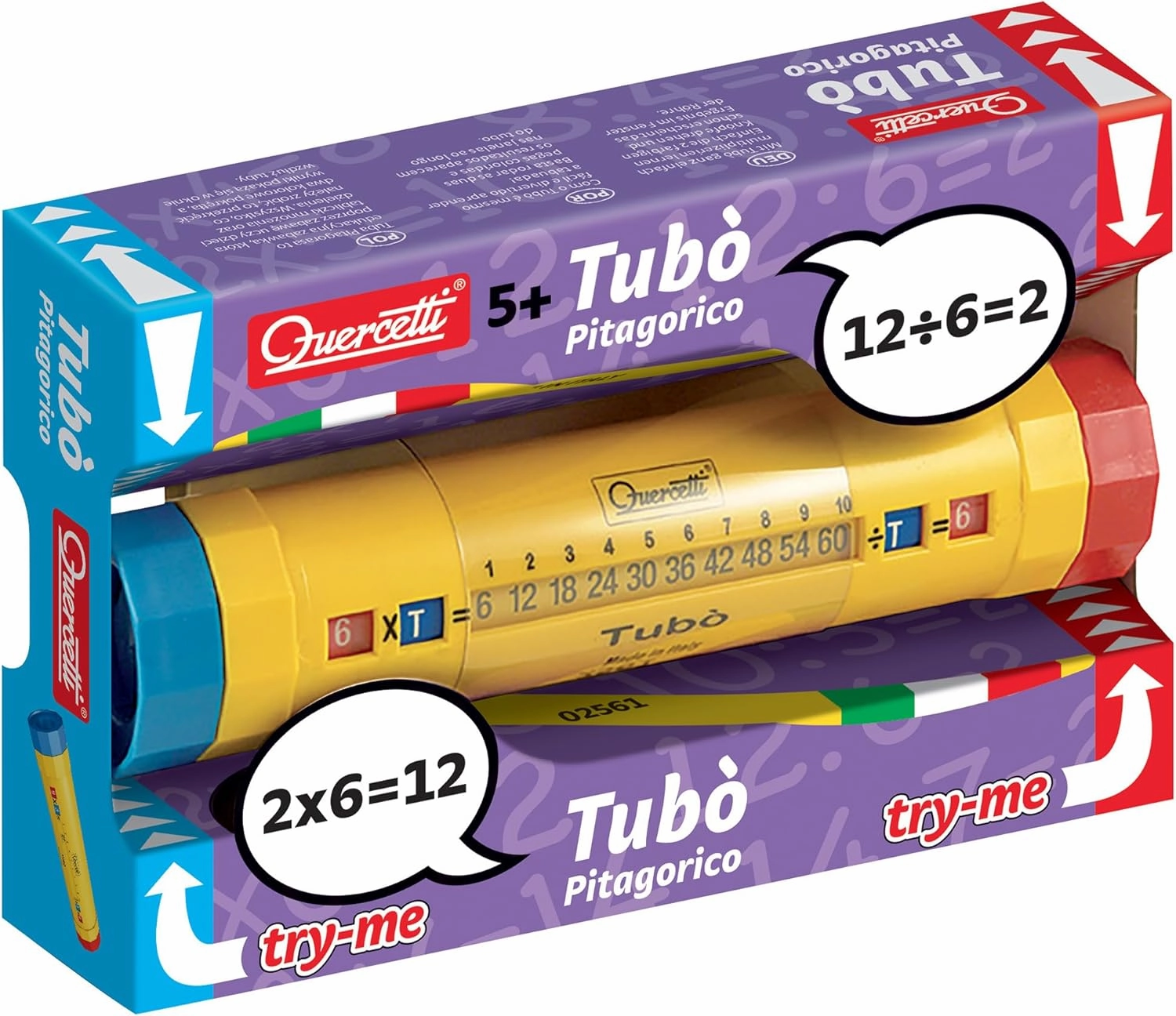 Quercetti: Tubo Multiplication - Interactive Educational Toy, Turn to Practice & Learn Math Equations, Division & Multiplication Tables, STEM Kids 5 