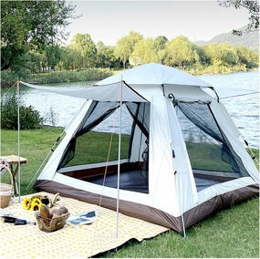 Quick Erect Tents 4 People Waterproof,Double Doors and Four Windows Blackout Tent Light and Practical Tent for Camping for Family Camping,Hiking Party