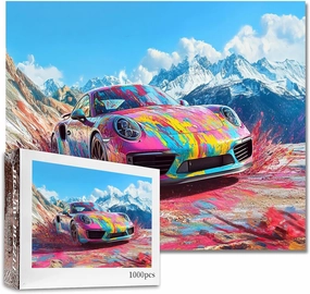 Racing Car Jigsaw Puzzle 1000 Pieces for Adult Racing Enthusiast Art Jigsaw Puzzle DIY Colorful Graffiti Car Craft Puzzles Colorful Handwork Puzzle Painting Jigsaw Puzzle for Home Decor Gifts