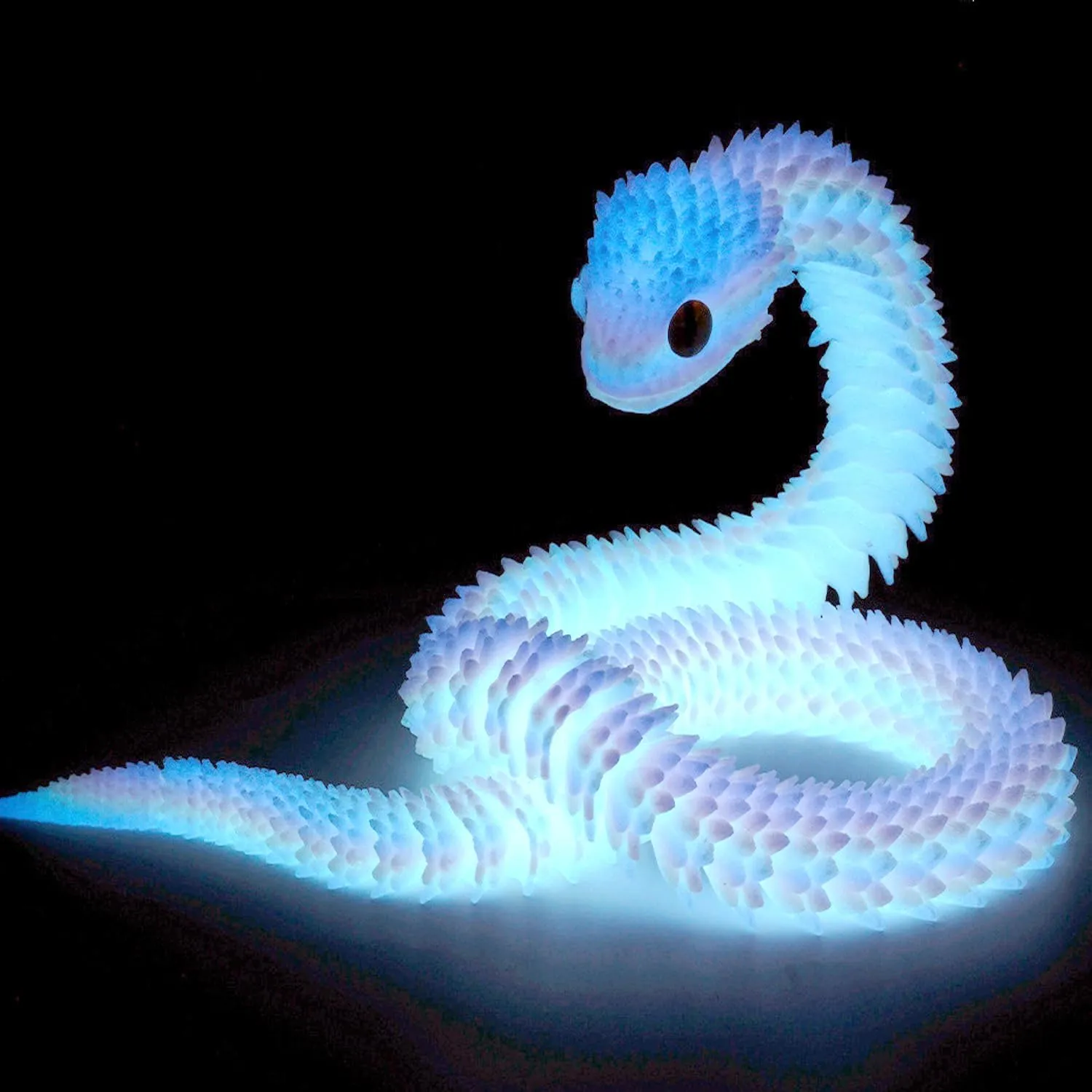 Rainbow 3D Printed Snake - 24” Extra Long Glow in The Dark Flexible Snake 3D Printed Animals Gift, Articulated Snakes Toys for Birthday, Home Decor,Sensory Toys (Glowing)