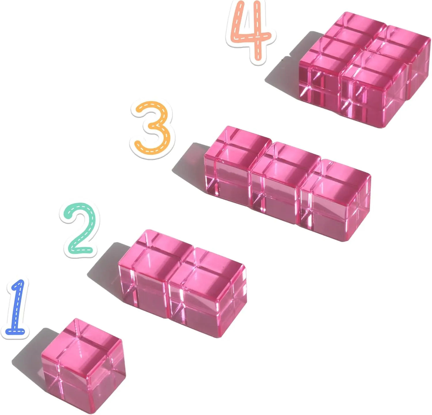 Rainbow Crystal Acrylic Cubes Children Learning Color Light Shadow Toy, Stacking Gem Blocks Sensory Building Blocks for Kids(32PCS)…