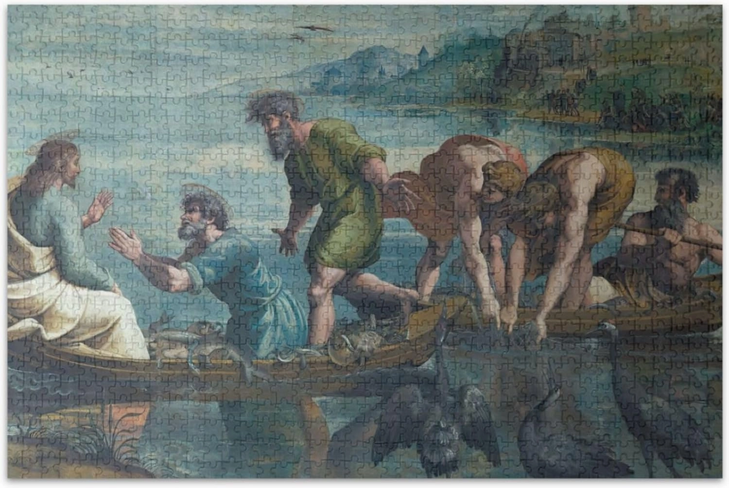 Raphael Miraculous Draught Fishes Adult Puzzles Jigsaw 500 Pieces Gifts for White Elephant Game Unique Puzzles for Adults Artwork Art Puzzle, 20.5x14.9 Inch
