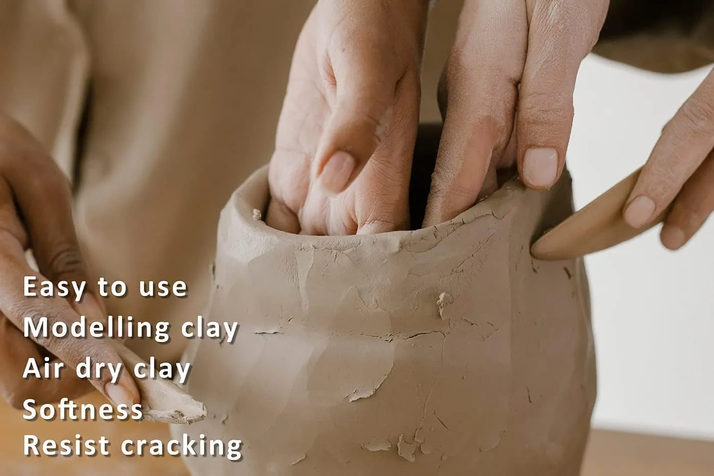 ReArt Natural Air-Dry Clay, for Sculpting, Wheel Throwing, Hand Building, All-Purpose Modeling Clay 10lbs for Sculpting (White 10LBs)