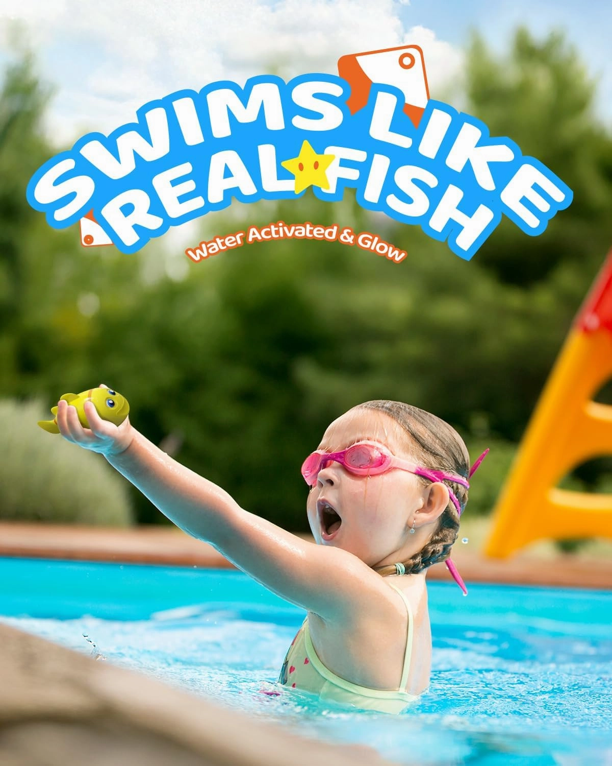 Rechargeable Swimming Fish Toy, Robot Water Toys with Temp-Color Eyes for Baby Bath, Alive Pool Diving Toys for Kids Swim, Bathtub, Water Table