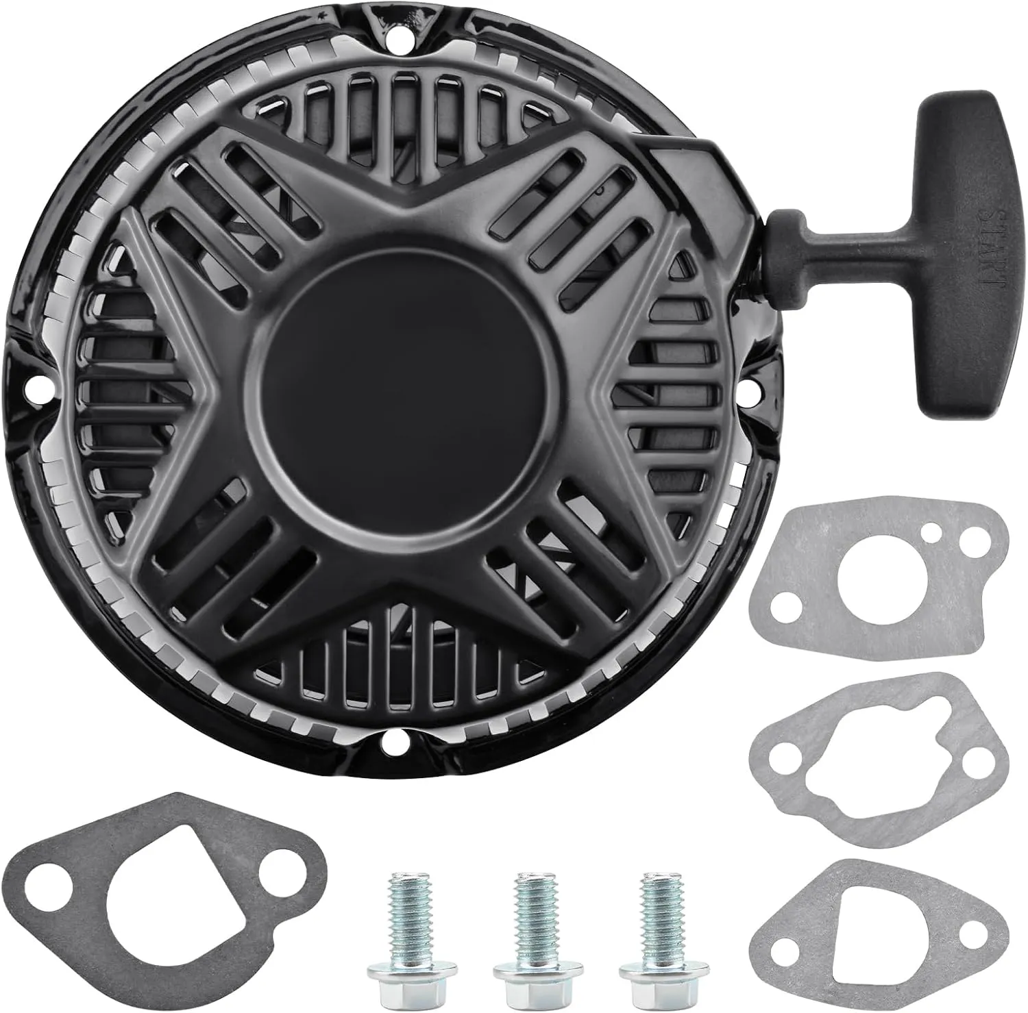 Recoil Starter Assembly with Bolt and Gasket Compatible with Westinghouse 212cc WPX2700 WPX3200 WPX3400 WPX3600 Pressure Washer Engine, for DuroStar 208cc 210cc 224cc DS4000S Generator