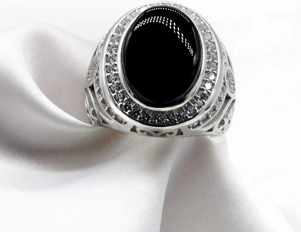 Red, black, tiger's eye stone, lapis lazuli ring for male silver blue stone set cubic zirconium oxide (CZ) Turkish ring retro style wedding ring jewelry gift