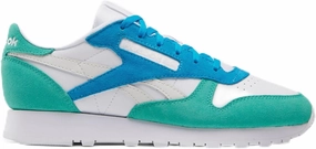 Reebok Women's Classic Leather Trainers, White Unleashed Green Grey 1, 5.5