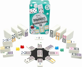 Regal Games Double 12 Mexican Train Dominoes Set with 91 Colored Domino Tiles, 4 Trains, Hub & Collector's Tin – for 2-8 Players, Ages 8  – Perfect for Family Game Night, Kids & Adults