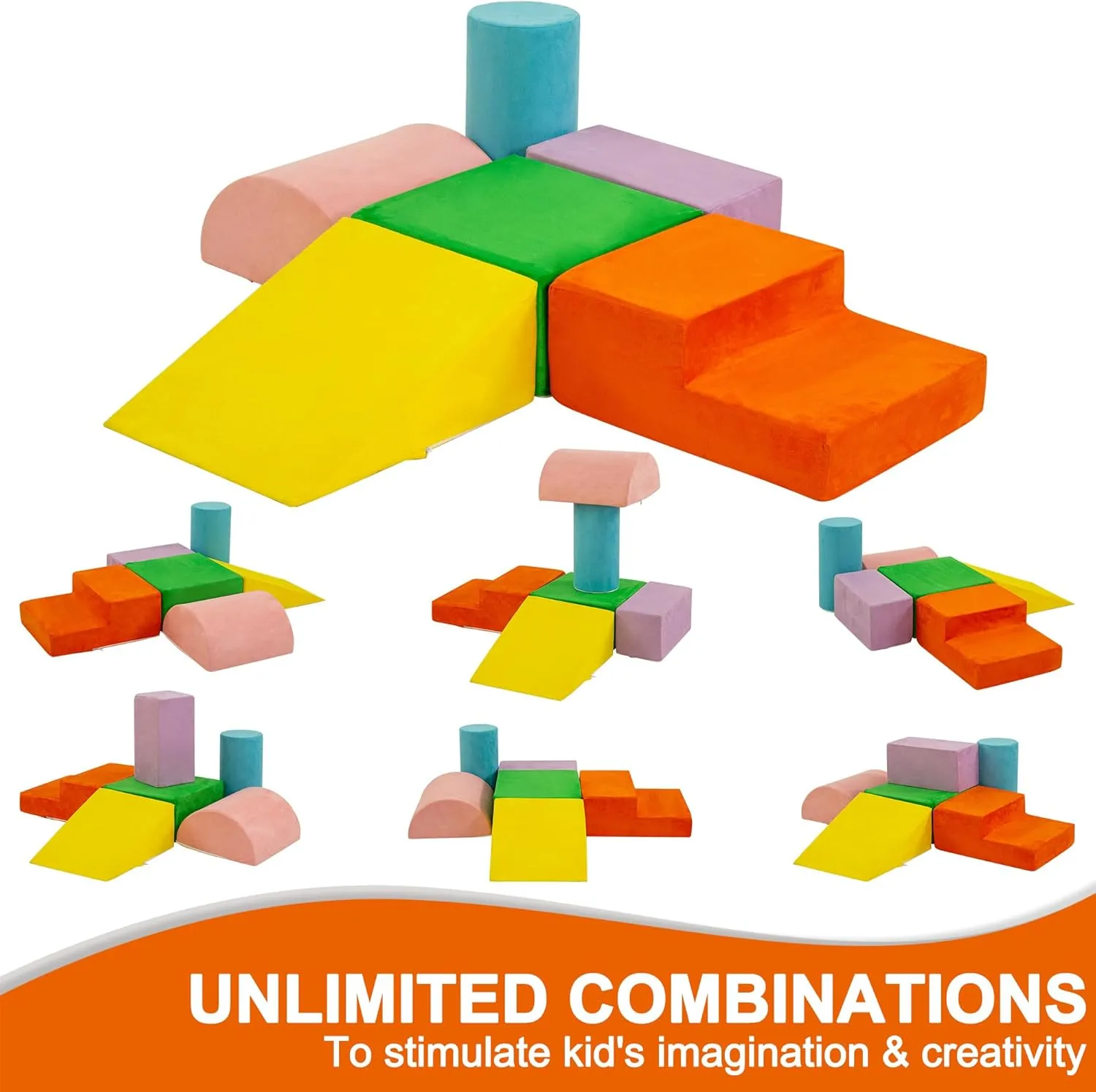 RELIANCER 6PCS Climb & Crawl Foam Block Play Set,Toddler Modular Foam Climbing Blocks,Interactive Kids Soft Building Blocks Toy Set,Indoor Climb and Slide Game Set,Educational Children Climbing Toys