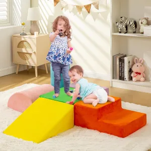 RELIANCER 6PCS Climb & Crawl Foam Block Play Set,Toddler Modular Foam Climbing Blocks,Interactive Kids Soft Building Blocks Toy Set,Indoor Climb and Slide Game Set,Educational Children Climbing Toys