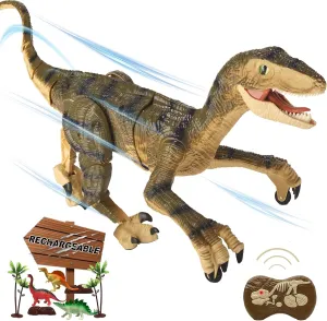 Remote Control Dinosaur Toys for Boys Kids Girls 3 4 5 6 7 8 Electronic RC Robot Raptor Toy 2.4Ghz Walking Roaring Velociraptor Realistic 18.1" Jurassic Dino Rechargeable Birthday Gift