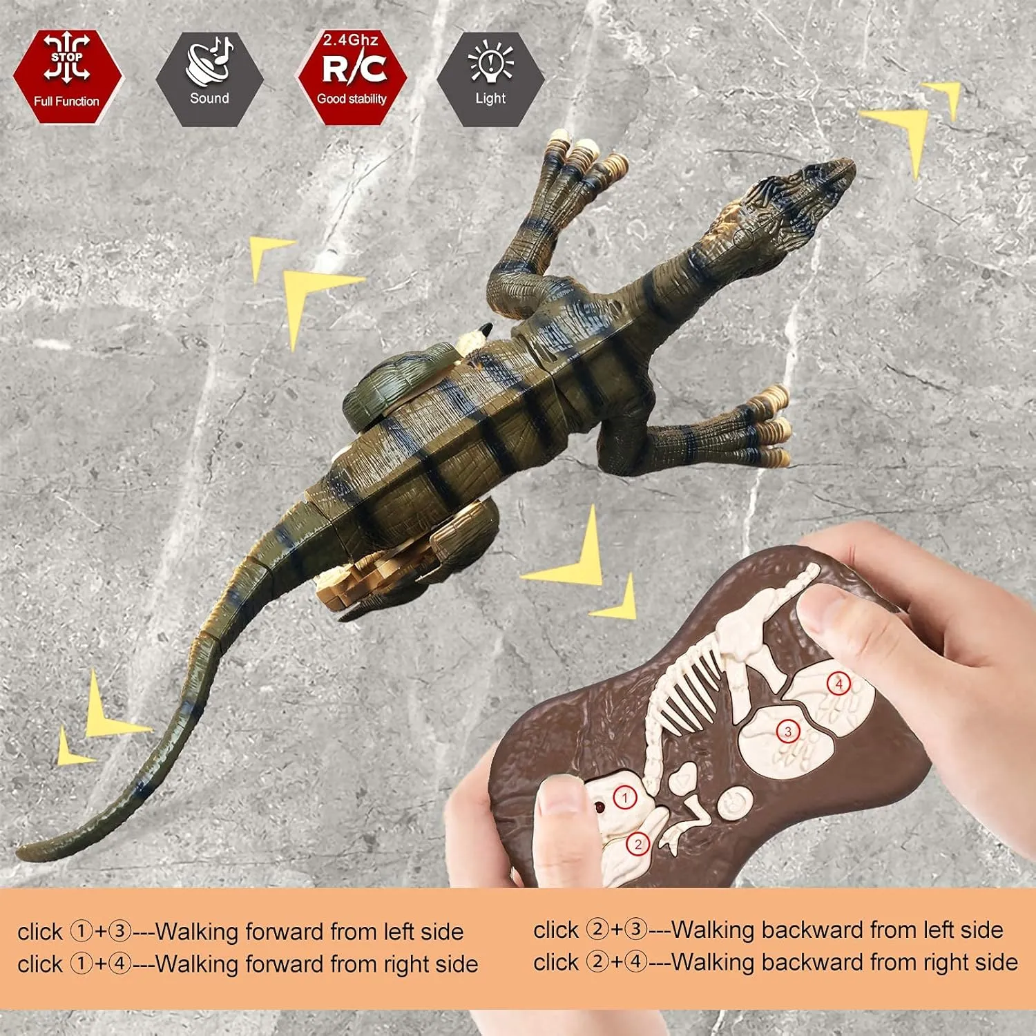 Remote Control Dinosaur Toys for Boys Kids Girls 3 4 5 6 7 8 Electronic RC Robot Raptor Toy 2.4Ghz Walking Roaring Velociraptor Realistic 18.1" Jurassic Dino Rechargeable Birthday Gift
