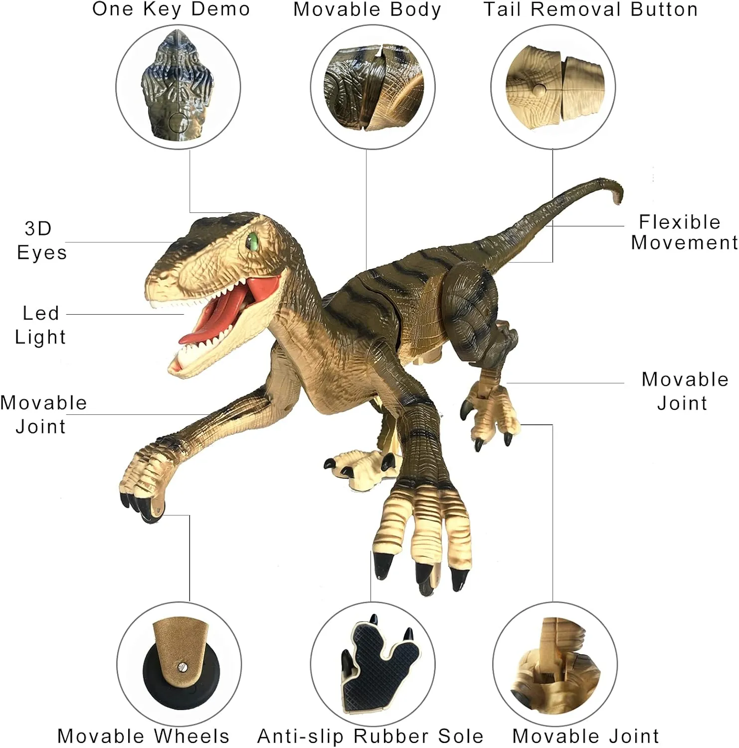 Remote Control Dinosaur Toys for Boys Kids Girls 3 4 5 6 7 8 Electronic RC Robot Raptor Toy 2.4Ghz Walking Roaring Velociraptor Realistic 18.1" Jurassic Dino Rechargeable Birthday Gift