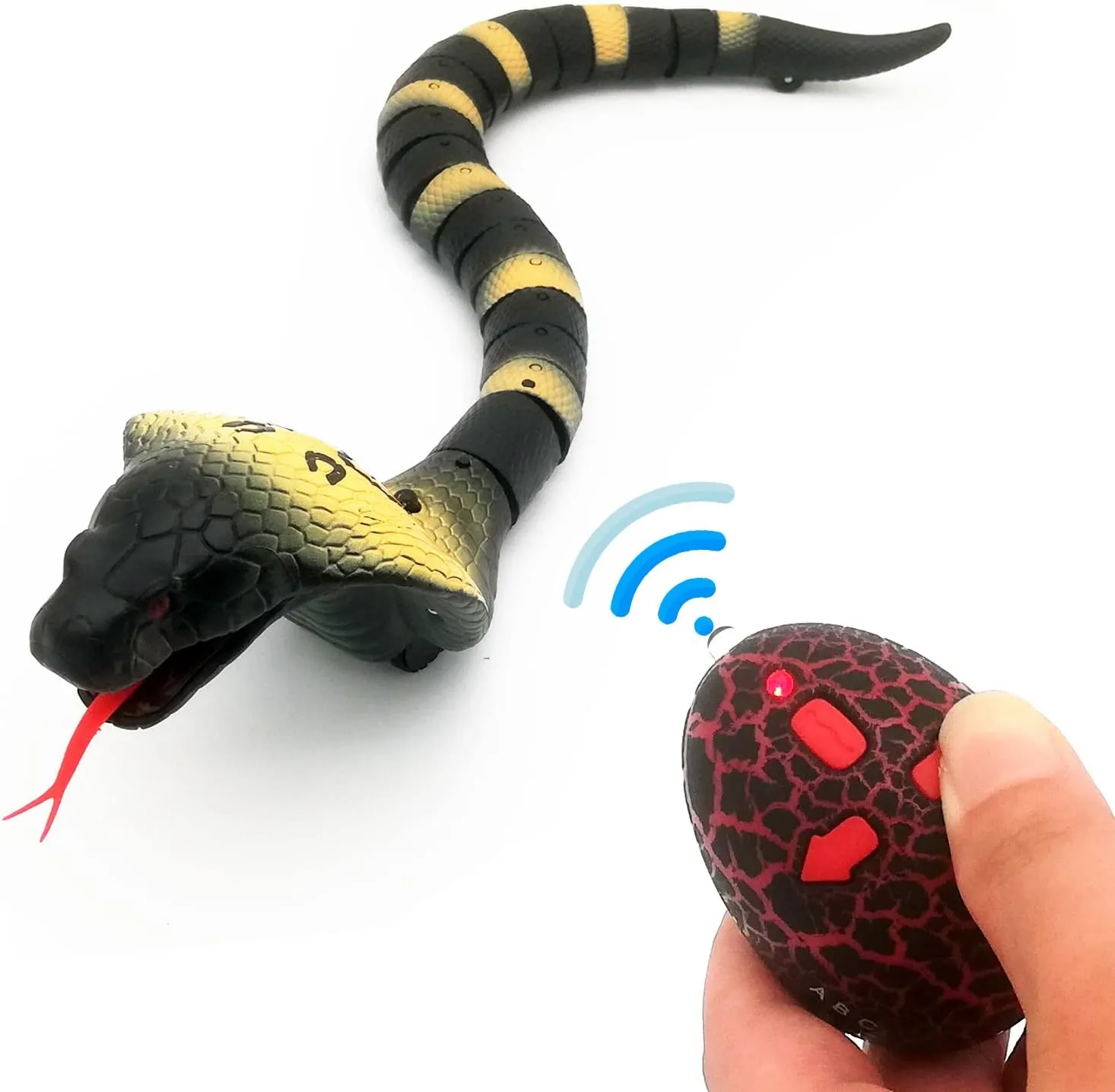 Remote Control Snake Toy, RC Realistic Cobra Joke Trick Prank, Electric Controlled Snake for Cat Pet, Kid's Boy's Adult's Funny Birthday Gift (Grey)