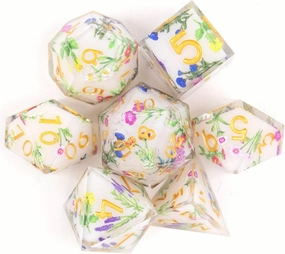Resin Dice Set,Colorful Flower Polyhedral Dice 7 Pieces Dungeons and Dragons Dice Set for Dungeons and Dragons Role Playing Game(RPG),MTG,Pathfinder,Table Game,Board Games