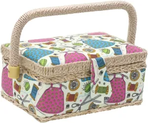 Retro Sewing Storage Box Craft Sewing Tool Layer Needle Thread Basket Floral Thimble Thread Needle Organizer Sewing Accessories