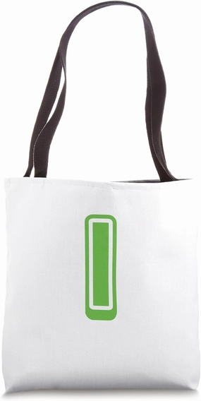 Retro Bold Letter GREEN - I - Outline Design - Alphabet Tote Bag