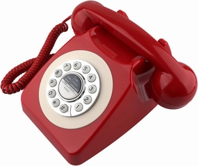 Retro Telephone, Classic Landline Telephone Vintage Old Fashioned Corded Telephone with Redial Function,for Home & Office Decor, Red