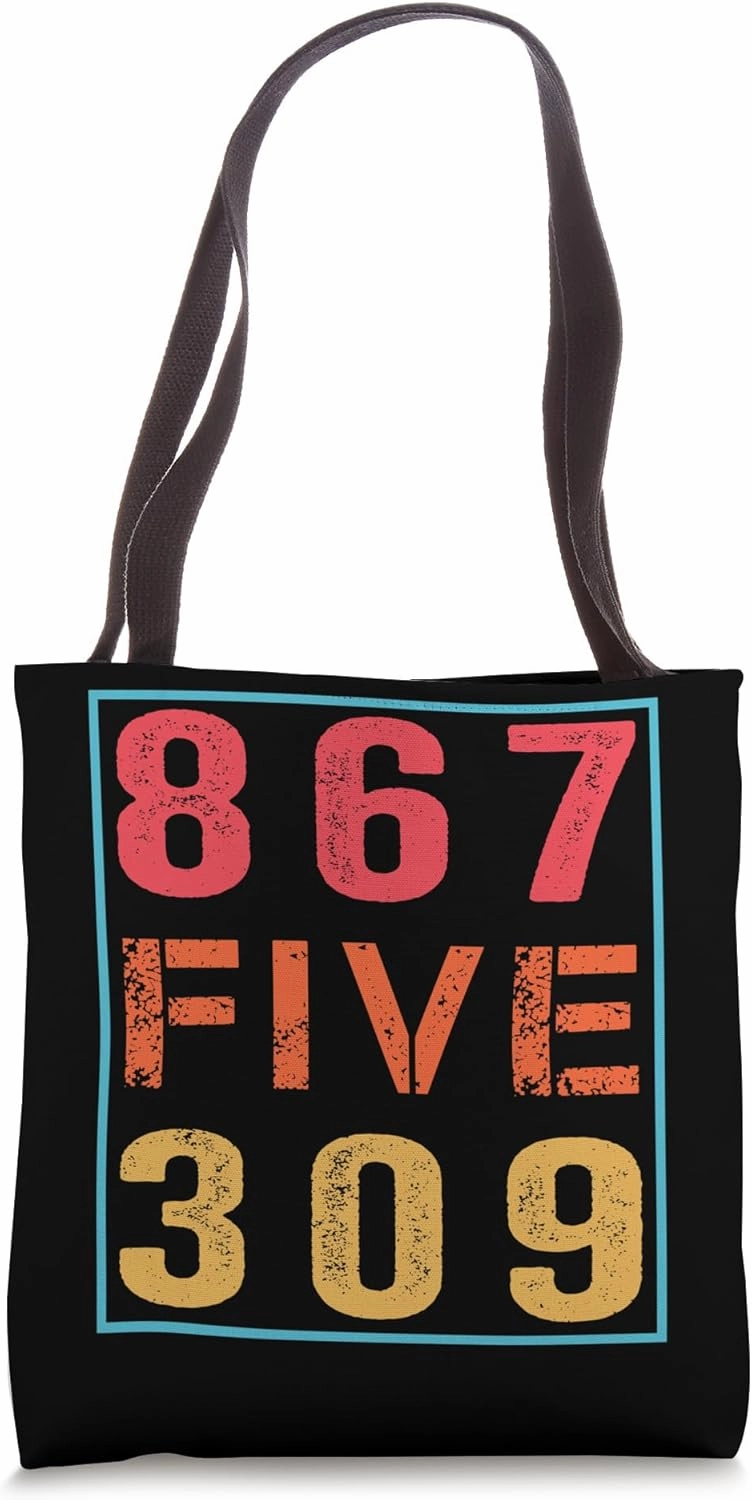 Retro Vintage Eighties Tee 8675309 Nostalgic and Funny 80's Tote Bag