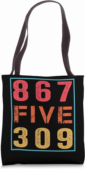 Retro Vintage Eighties Tee 8675309 Nostalgic and Funny 80's Tote Bag