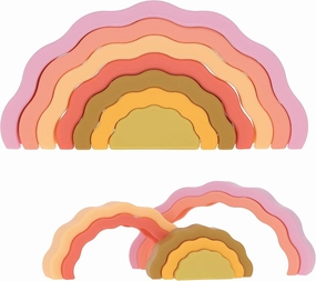 Ripple Rainbow Stacker - Building Blocks for Babies & Toddlers - BPA Free Soft Silicone - Easy to Clean - Baby Teether Toy - Educational Sorting & Stacking Montessori Toy (Sunrise)