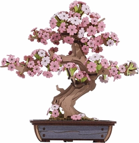 Rolife 3D Wooden Puzzle Flower for Adults, DIY Sakura Bonsai Tree Plants for Home Table Decor, Creative Cherry Blossom Crafts Birthday Model Building Kits Toys