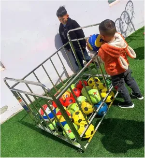 Rolling Basketball Cart with Wheels - Ball Storage Garage Organizer for School/Church, Outdoor Waterproof Ball Bin Sports Equipment Rack Stand